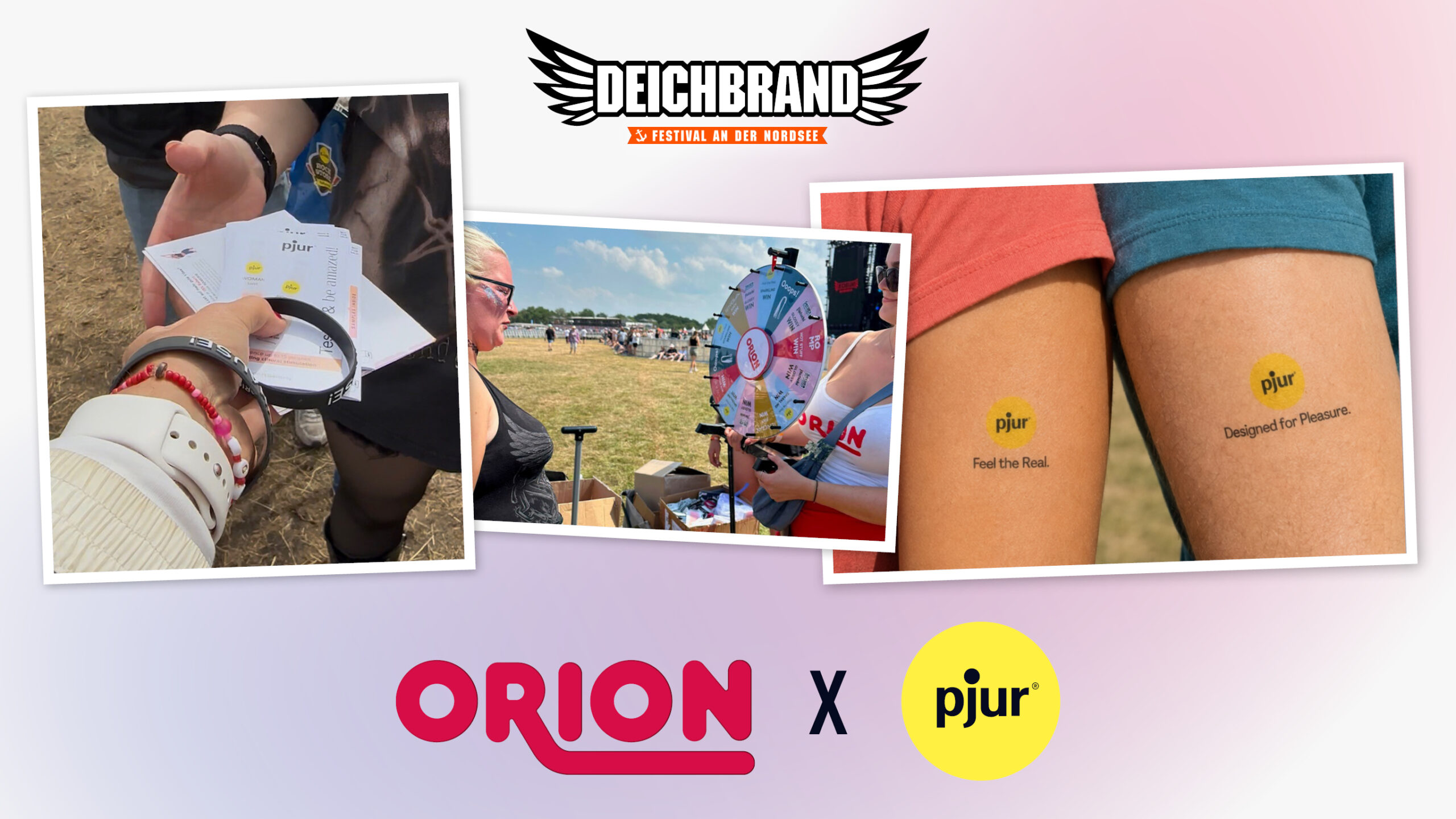 Collage of the DEICHBRAND Festival featuring ORION and pjur